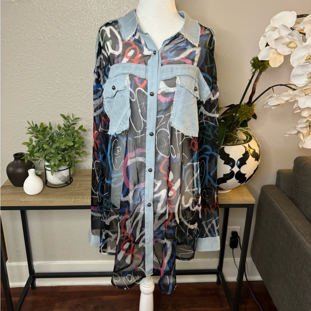 Akira Graffiti Mesh Button Down | Dress | Streetwear